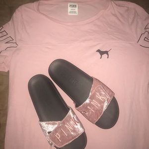 Lg PINK tee with slides